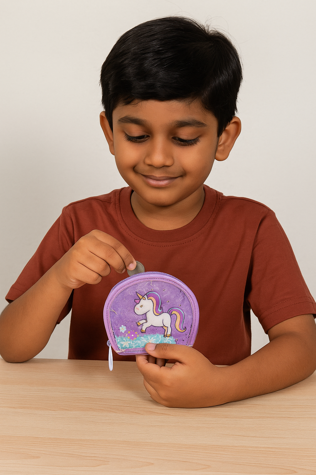 Unicorn Coin Pouch for Kids – Pink Glitter Zip Wallet