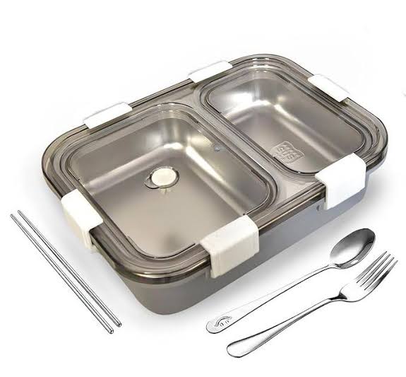 Stainless Steel Bento Lunch Box – 2 Compartment Leak-Proof Tiffin for Kids & Adults