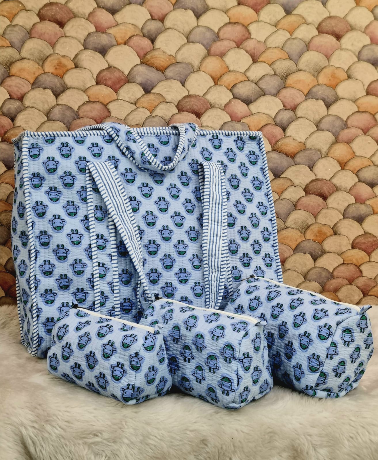 4-Piece  Travel Tote & Storage Bag Set – Tote with 3 Multipurpose Pouches | Durable & Water-Resistant