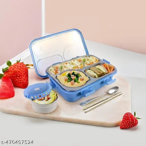 Teddy Bear Stainless Steel Bento Lunch Box – 3 Compartment Tiffin for Kids